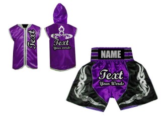 Boxing set - Custom Boxing Hoodie and Shorts : Purple